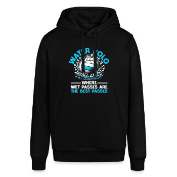 Wasserball, wo nasse Pässe die besten Pässe sind - Stanley/Stella Unisex Hoodie SOUNDER - Schwarz - Vorne - Alina (178cm) & Michal (187cm)