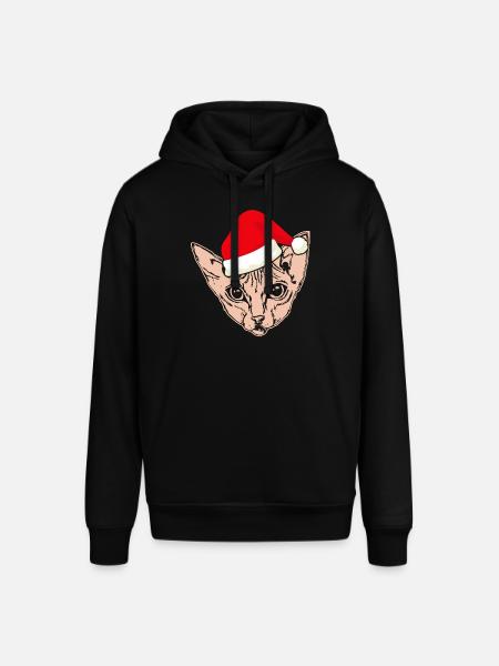 Christmas Santa Sphynx Cat - Stanley/Stella SOUNDER Unisex Hoodie - black