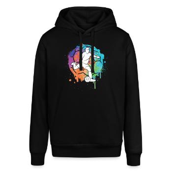 Fußball Fußballer Mädchen Fußballspieler Jungen - Stanley/Stella Unisex Hoodie SOUNDER - Schwarz - Vorne - Alina (178cm) & Michal (187cm)