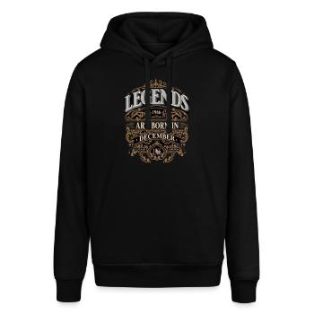 1966 Dezember Geboren Geburtstag Geburtsjahr - Stanley/Stella Unisex Hoodie SOUNDER - Schwarz - Vorne - Alina (178cm) & Michal (187cm)