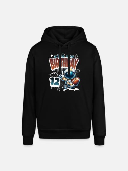 Astronaut 12th Birthday Football - Stanley/Stella SOUNDER Unisex Hoodie - black