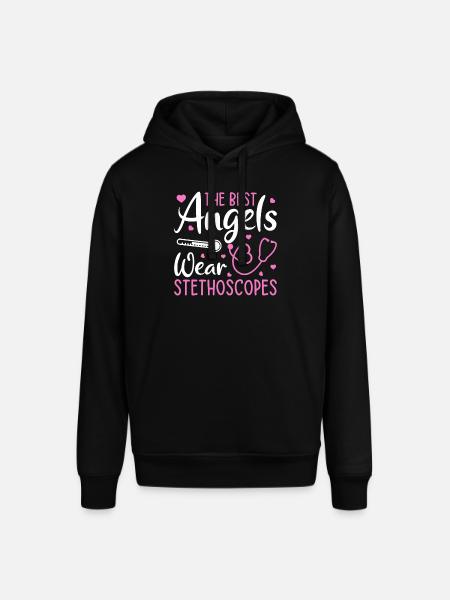 De beste englene bruker stetoskop - sykepleierstudent - Stanley/Stella SOUNDER økologisk unisex-hettegenser - svart