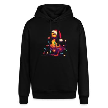 Weihnachten Lustige Ente Mit Lichterkette - Stanley/Stella Unisex Hoodie SOUNDER - Schwarz - Vorne - Alina (178cm) & Michal (187cm)