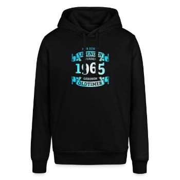 Echte Legenden wurden 1965 geboren 60. Geburtstag - Stanley/Stella Unisex Hoodie SOUNDER - Schwarz - Vorne - Alina (178cm) & Michal (187cm)