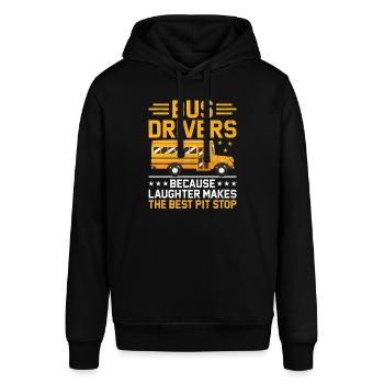 Busfahrer, weil Lachen die beste Grube ist - Stanley/Stella Unisex Hoodie SOUNDER - Schwarz - Vorne - Alina (178cm) & Michal (187cm)