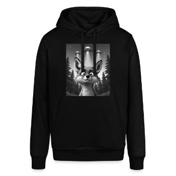 UFO Funny Fox - Stanley/Stella SOUNDER Unisex Hoodie - black - Front - Alina (178cm) & Michal (187cm)