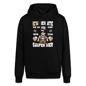 Poltern Männer T-Shirt Polterabend Mann JGA Tracht - Stanley/Stella Unisex Hoodie SOUNDER - Schwarz - Vorne - Alina (178cm) & Michal (187cm)