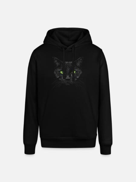 Black Cat Green Eyes - Stanley/Stella SOUNDER Unisex Hoodie - black