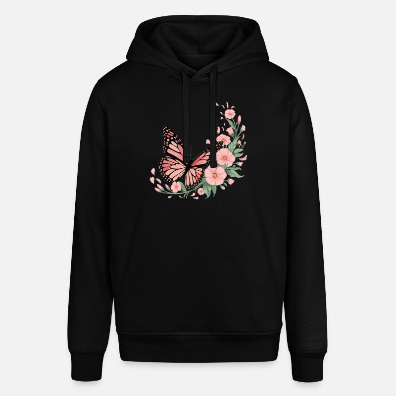 Papillon avec des fleurs - Sweat à capuche SOUNDER Stanley/Stella Unisexe - noir