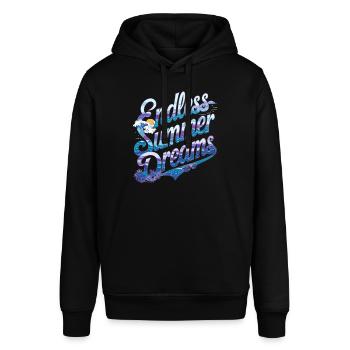 Endlose Sommerträume Wellen Sonnenuntergang Palmen - Stanley/Stella Unisex Hoodie SOUNDER - Schwarz - Vorne - Alina (178cm) & Michal (187cm)
