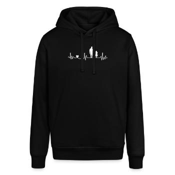 Papa und Tochter Hand in Hand Herzschlag Vatertag - Stanley/Stella Unisex Hoodie SOUNDER - Schwarz - Vorne - Alina (178cm) & Michal (187cm)