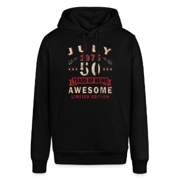 Vintage Juli 1975 Jahrgang Retro Geburtstag - Stanley/Stella Unisex Hoodie SOUNDER - Schwarz - Vorne - Alina (178cm) & Michal (187cm)