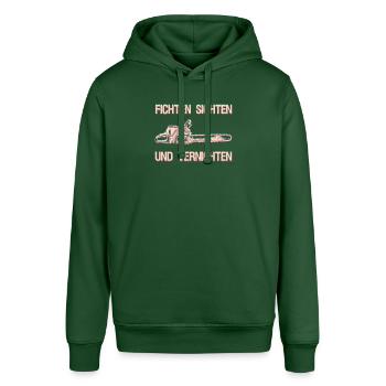 Fichten sichten und vernichten Holzfäller Geschenk - Stanley/Stella Unisex Hoodie SOUNDER - Flaschengrün - Vorne - Alina (178cm) & Michal (187cm)