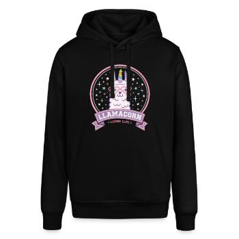 Llamacorn Lama Einhorn Alpaka pink - Stanley/Stella Unisex Hoodie SOUNDER - Schwarz - Vorne - Alina (178cm) & Michal (187cm)