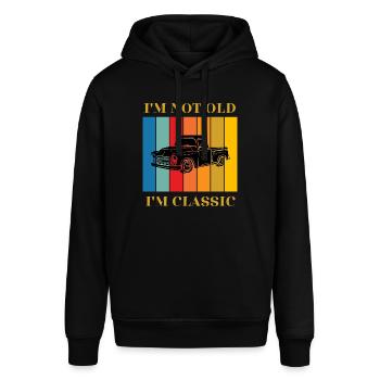 Klassiker Muscle Car Retro Design - Stanley/Stella Unisex Hoodie SOUNDER - Schwarz - Vorne - Alina (178cm) & Michal (187cm)