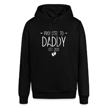Promoted To Daddy Est. 2025 - Stanley/Stella Unisex Hoodie SOUNDER - Schwarz - Vorne - Alina (178cm) & Michal (187cm)