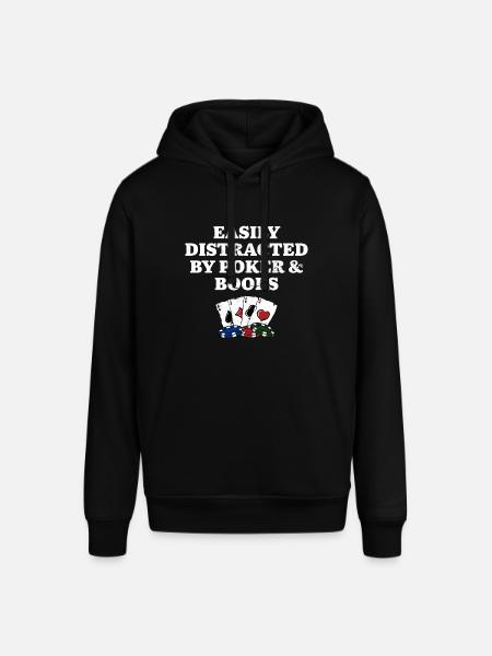 Easily Distracted by Poker & Boobs Funny Poker - Stanley/Stella SOUNDER Unisex Hoodie - black