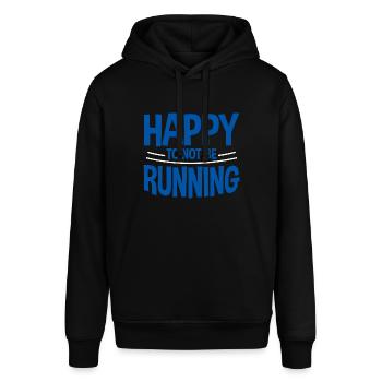 Happy To Not Be Running 2 - Stanley/Stella SOUNDER Unisex Hoodie - black - Front - Alina (178cm) & Michal (187cm)