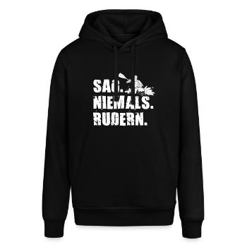 Paddeln Kayak Sag Niemals Rudern Paddler Kanu Rude - Stanley/Stella Unisex Hoodie SOUNDER - Schwarz - Vorne - Alina (178cm) & Michal (187cm)