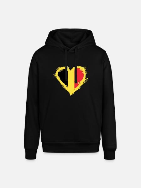 Belgium flag with heart - Stanley/Stella SOUNDER Unisex Hoodie - black