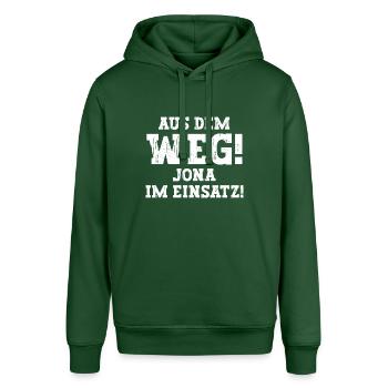 Jona Lustiger Spruch Vorname Name Jona - Stanley/Stella Unisex Hoodie SOUNDER - Flaschengrün - Vorne - Alina (178cm) & Michal (187cm)