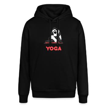 Yoga Panda - entspannen - relaxen- Sport - Stanley/Stella Unisex Hoodie SOUNDER - Schwarz - Vorne - Alina (178cm) & Michal (187cm)