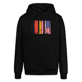 Deutschland USA Vereinigte Staaten von Amerika 763 - Stanley/Stella Unisex Hoodie SOUNDER - Schwarz - Vorne - Alina (178cm) & Michal (187cm)