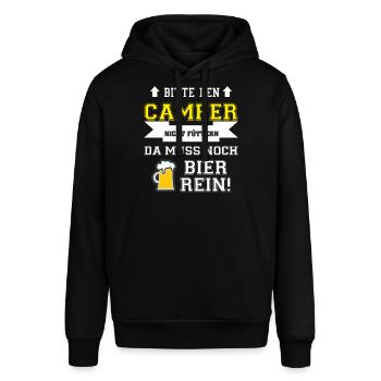 Bitte den Camper nicht füttern da muss noch Bier - Stanley/Stella Unisex Hoodie SOUNDER - Schwarz - Vorne - Alina (178cm) & Michal (187cm)