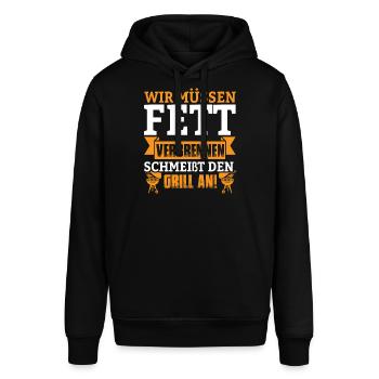 Fett verbrennen - Stanley/Stella Unisex Hoodie SOUNDER - Schwarz - Vorne - Alina (178cm) & Michal (187cm)