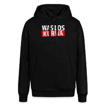 Polnischer Spruch Was los Kurwa Polska Polen - Stanley/Stella Unisex Hoodie SOUNDER - Schwarz - Vorne - Alina (178cm) & Michal (187cm)