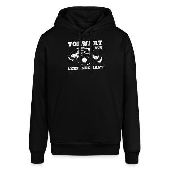 TORWART AUS LEIDENSCHAFT FUßBALLER GESCHENK - Stanley/Stella Unisex Hoodie SOUNDER - Schwarz - Vorne - Alina (178cm) & Michal (187cm)