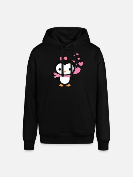 Sød pingvin med hjerte fejrer kærlighed - Stanley/Stella SOUNDER unisex hoodie - sort