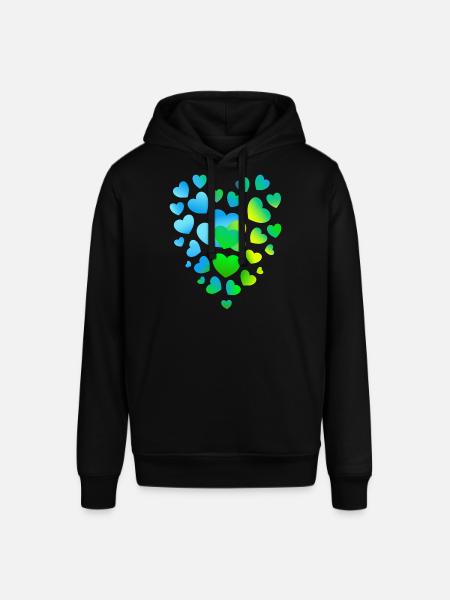blue hearts, many hearts - Stanley/Stella SOUNDER Unisex Hoodie - black