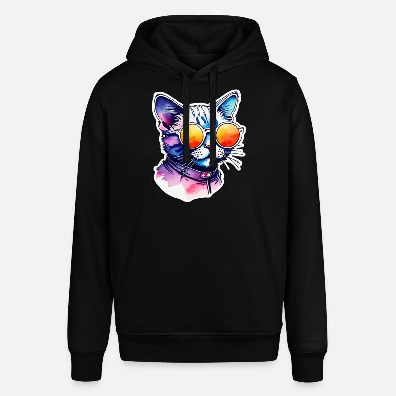 Katze oder Kätzchen - Niedlich - Sonnenbrille - Stanley/Stella Unisex Hoodie SOUNDER - Schwarz