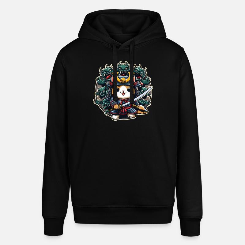 Samurai-Ninja-Katze und Monster dahinter - Stanley/Stella Unisex Hoodie SOUNDER - Schwarz