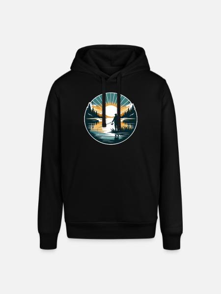 Serene Sunrise Fishing - Peaceful Morning Lake - Stanley/Stella SOUNDER Unisex Hoodie - black