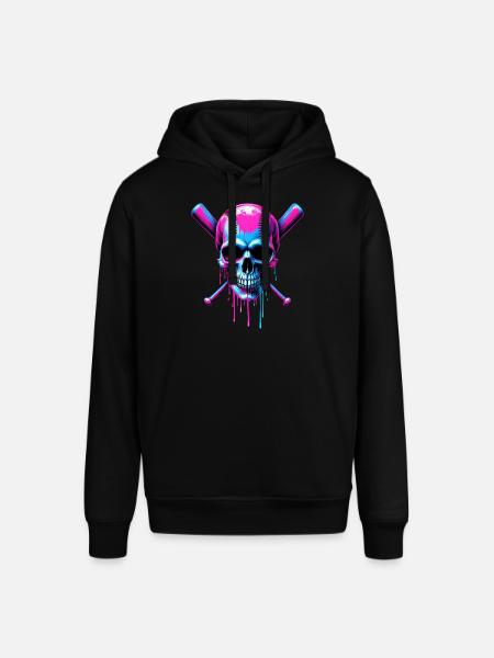 Baseball Skull Baseball Bat - Stanley/Stella SOUNDER Unisex Hoodie - black