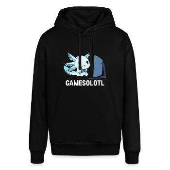 Gamesolotl Axolotl Gaming Controller - Stanley/Stella Unisex Hoodie SOUNDER - Schwarz - Vorne - Alina (178cm) & Michal (187cm)