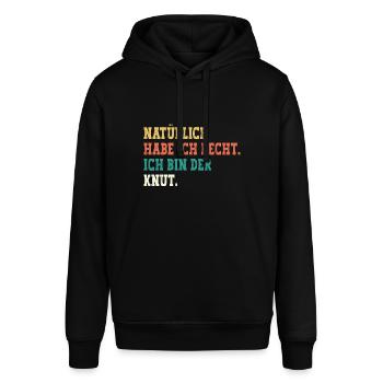 Knut Lustiger Spruch Vorname Name Knut - Stanley/Stella Unisex Hoodie SOUNDER - Schwarz - Vorne - Alina (178cm) & Michal (187cm)