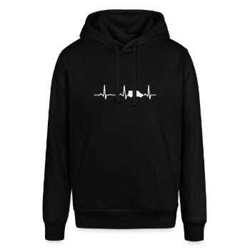 Ekg Herzschlag, Camper Van, Kastenwagen, Wohnmobil - Stanley/Stella Unisex Hoodie SOUNDER - Schwarz - Vorne - Alina (178cm) & Michal (187cm)