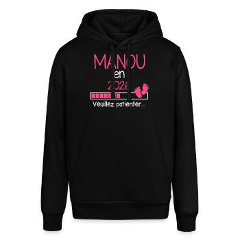 Manou en 2026 Cadeau Annonce Future Grand-Mère - Sweat à capuche SOUNDER Stanley/Stella Unisexe - noir - Devant - Alina (178cm) & Michal (187cm)
