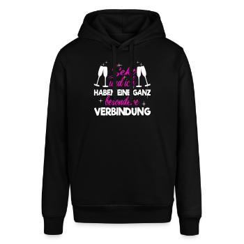 Sekt lustige Sprüche Spruch - Stanley/Stella Unisex Hoodie SOUNDER - Schwarz - Vorne - Alina (178cm) & Michal (187cm)