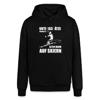 Unterschätze Niemals Einen Alten Mann auf Skiern - Stanley/Stella Unisex Hoodie SOUNDER - Schwarz - Vorne - Alina (178cm) & Michal (187cm)