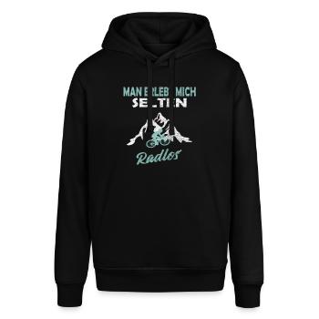 Man erlebt mich selten Radlos - Stanley/Stella Unisex Hoodie SOUNDER - Schwarz - Vorne - Alina (178cm) & Michal (187cm)