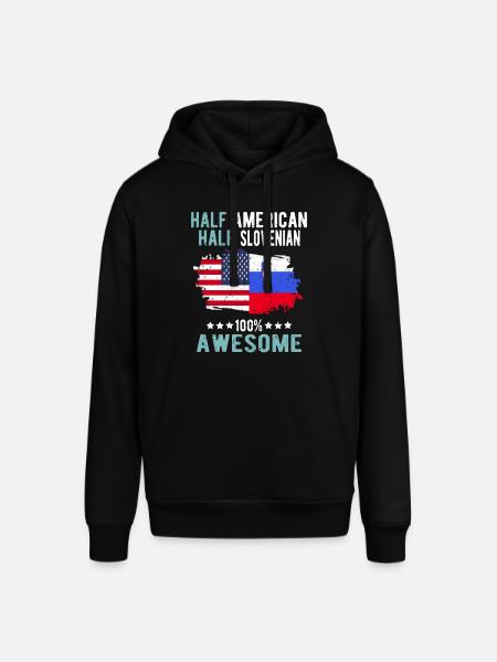 Half American Half Slovenian - Stanley/Stella SOUNDER Unisex Hoodie - black