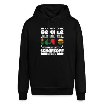 Ich habe auch Gefühle Schakopf Bayrisch - Stanley/Stella Unisex Hoodie SOUNDER - Schwarz - Vorne - Alina (178cm) & Michal (187cm)