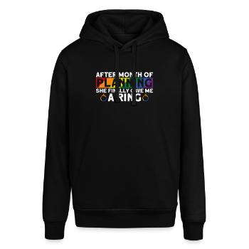 Lesbische Hochzeit Lesben Homosexuell Transsexuell - Stanley/Stella Unisex Hoodie SOUNDER - Schwarz - Vorne - Alina (178cm) & Michal (187cm)