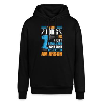 Jörg Vorname Name Geburtstag Reparieren - Stanley/Stella Unisex Hoodie SOUNDER - Schwarz - Vorne - Alina (178cm) & Michal (187cm)