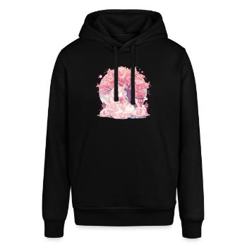 Licorne Kawaii Japonais - Sweat à capuche SOUNDER Stanley/Stella Unisexe - noir - Devant - Alina (178cm) & Michal (187cm)