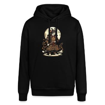 Japanese Samurai Cat Warrior Retro Ninja - Stanley/Stella SOUNDER Unisex Hoodie - black - Front - Alina (178cm) & Michal (187cm)